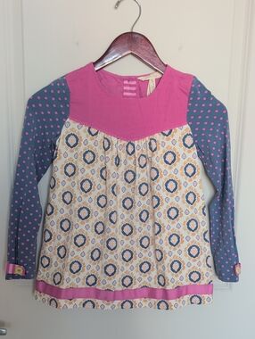 Matilda Jane Pink, Blue & Cream Mixed-Print Long Sleeve Tunic